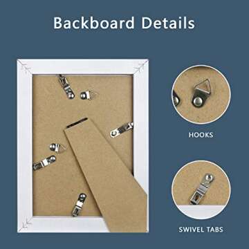 DBWIN 5x7 Picture Frame White Wood Pattern Photo Frame Real Glass Front 2 Pack,Each Frame with Mat,Display 5x7 Pictures without mat or 4x6 Photos with Mat Wall Decor(LY01-5X7-WT)