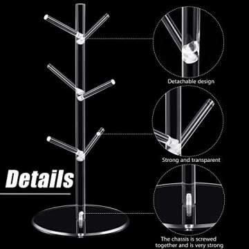 Stylish Acrylic Coffee Mug Tree with 6 Hooks