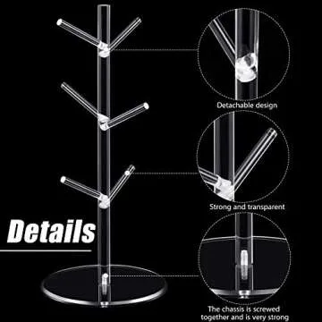 Stylish Acrylic Coffee Mug Tree with 6 Hooks