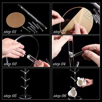 Stylish Acrylic Coffee Mug Tree with 6 Hooks