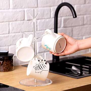 Stylish Acrylic Coffee Mug Tree with 6 Hooks