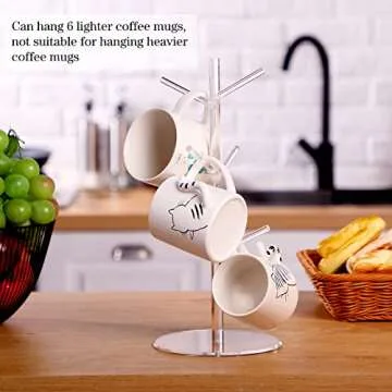 Stylish Acrylic Coffee Mug Tree with 6 Hooks