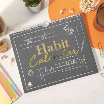 Clever Fox Habit Tracker Calendar – Inspirational Goal Tracker and Habit Calendar for Atomic Habits – Colorful Habit & Goal Planner Journal to Boost Productivity – 24 Months, 10″ x 8″ (Black)