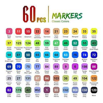 cloudriver Alcohol Markers Brush Tip, 60 Colors Dual Tip Art Markers For Adults Coloring Books Illustration Craft Card Making