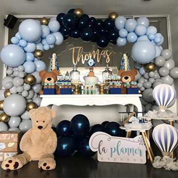 Ponamfo Navy Blue Party Balloons - 100Pcs 18"+12"+10"+5" Ballons Balloon Arch Kit as Birthday Party Balloons Gender Reveal Balloons Baby Shower Balloons Wedding Anniversary Bridal Shower Party