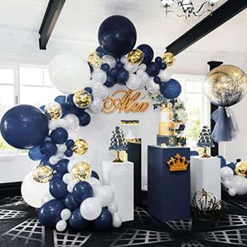 Ponamfo Navy Blue Party Balloons - 100Pcs 18"+12"+10"+5" Ballons Balloon Arch Kit as Birthday Party Balloons Gender Reveal Balloons Baby Shower Balloons Wedding Anniversary Bridal Shower Party