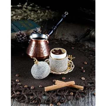 DEMMEX Handmade Turkish Coffee Cup Set with Crystals