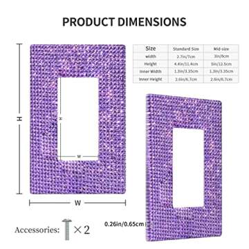 Purple Shiny Rhinestones Light Switch Cover for Home