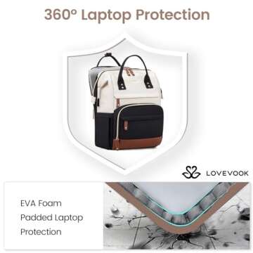 LOVEVOOK Laptop Backpack for Women, 15.6 Inch Work Business Backpacks Purse, Large Capacity Nurse Ba...