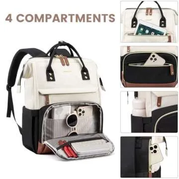 LOVEVOOK Stylish Laptop Backpack for Women, Multi-Compartment