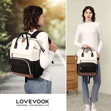 LOVEVOOK Stylish Laptop Backpack for Women, Multi-Compartment