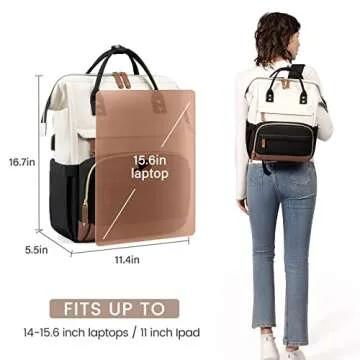 LOVEVOOK Stylish Laptop Backpack for Women, Multi-Compartment