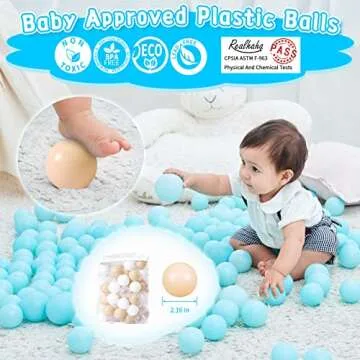 Realhaha Ball Pit Balls 100 Play Balls Plastic Balls for Baby Girls Toddlers Kids Play Tent Pool Playhouse Playpen Party Decoration, Milktea White Clear