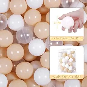 Realhaha Ball Pit Balls 100 Play Balls Plastic Balls for Baby Girls Toddlers Kids Play Tent Pool Playhouse Playpen Party Decoration, Milktea White Clear