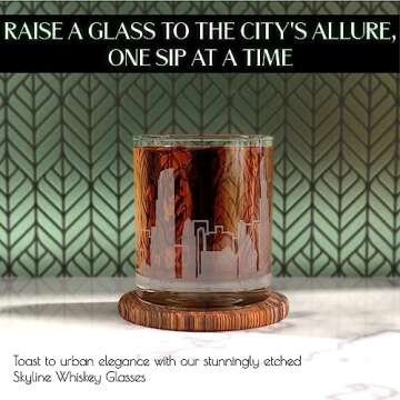 Greenline Goods Skyline Etched Chicago Whiskey Glasses Gift (Set of 2) | Old Fashioned Tumbler – F...