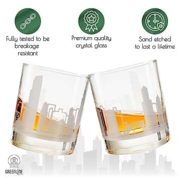 Skyline Etched Chicago Whiskey Glass Set of 2 - Unique Gift Idea