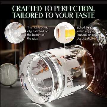 Skyline Etched Chicago Whiskey Glass Set of 2 - Unique Gift Idea