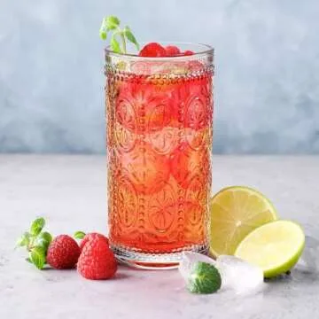 Bekith 6 Pack 12 oz Romantic Water Glasses, Premium Drinking Glasses Tumblers for Beverages, Beer, Refreshments, Vintage Glassware Set for Dinner Parties, Bars, Restaurants