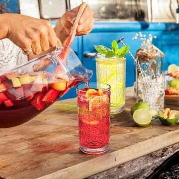 Bekith 6 Pack 12 oz Romantic Water Glasses, Premium Drinking Glasses Tumblers for Beverages, Beer, Refreshments, Vintage Glassware Set for Dinner Parties, Bars, Restaurants