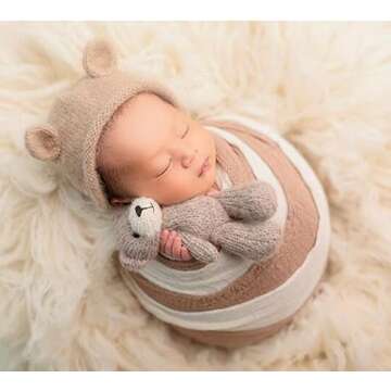 Honra Newborn Photography Wraps Baby Photo Posing Props Boy Girl Photoshoots Cheesecloth Gradient Fringed Vintage Blanket (Coffee)