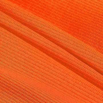 Roselux Women V Neck Ribbed Long Sleeve Shirt Fitted Basic Henley Knit Top Orange L