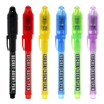 MALEDEN Invisible Ink Pen Set - 6pcs Magic Marker with UV Light for Secret Messages