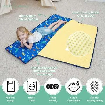 Toddler Nap Mat with Pillow & Blanket for Daycare