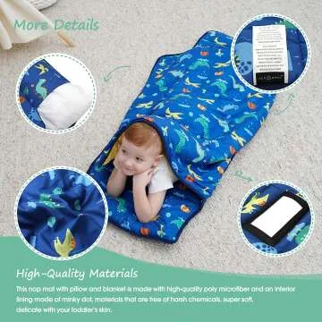 Toddler Nap Mat with Pillow & Blanket for Daycare