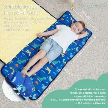 Toddler Nap Mat with Pillow & Blanket for Daycare
