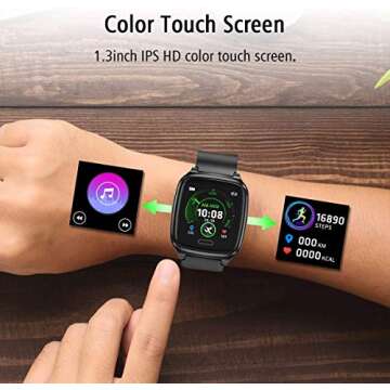 L8star Fitness Tracker, Smart Watch Heart Rate Monitor,Sleep Monitor,Calorie Counter, 1.3'' Color Touch Screen Activity Tracker with 6 Sports Mode for Women Men, Android iOS