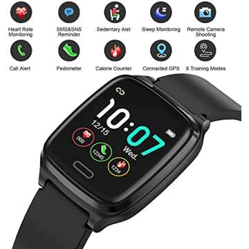 L8star Fitness Tracker, Smart Watch Heart Rate Monitor,Sleep Monitor,Calorie Counter, 1.3'' Color Touch Screen Activity Tracker with 6 Sports Mode for Women Men, Android iOS