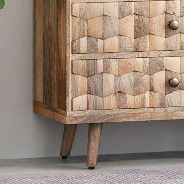 Great Deal Furniture GDFStudio Mid-Century Modern Mango Wood 3 Drawer Chest, Natural