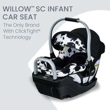Britax Willow SC Infant Car Seat, Rear-Facing with Alpine Base, ClickTight Technology, Cowmooflage