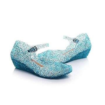 Yous-us Children's Princess Shoes£¬Cinderella Girls Soft Crystal Plastic Shoes£¬Cosplay Jelly Shoes Blue