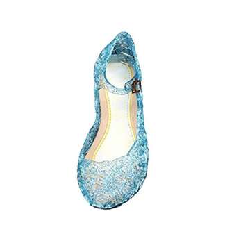 Yous-us Children's Princess Shoes£¬Cinderella Girls Soft Crystal Plastic Shoes£¬Cosplay Jelly Shoes Blue