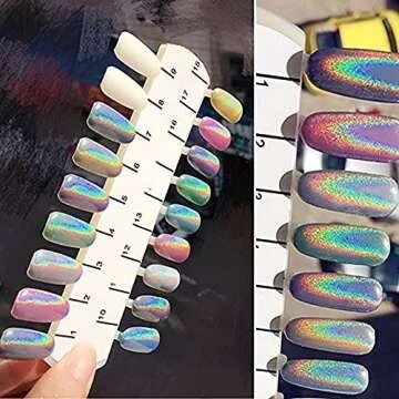 PrettyDiva 1g/Jar Laser Holographic Nail Powder Rainbow Chrome Nail Powder Manicure Pigment for Nail Art
