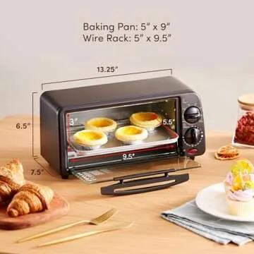 Elite Gourmet ETO236 Personal Compact 2 Slice Countertop Toaster Oven with 15 Minute Timer & Adjusta...