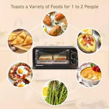 Elite Gourmet ETO236 Personal Compact 2 Slice Countertop Toaster Oven with 15 Minute Timer & Adjustable Temperature, Bake, Broil, & Toast, Black