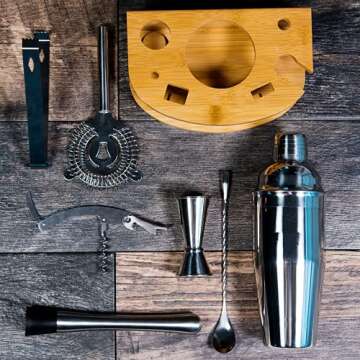 Stock Harbor 8 Piece Mixology Bartender Kit with Stand, Cocktail Shaker Set, Bar Set, Cocktail Kit, ...