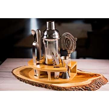 Stock Harbor 8 Piece Mixology Bartender Kit with Stand, Cocktail Shaker Set, Bar Set, Cocktail Kit, Stainless Steel