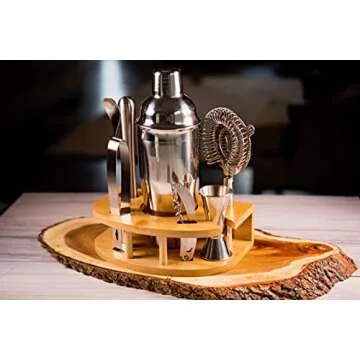 Stock Harbor 8 Piece Mixology Bartender Kit with Stand, Cocktail Shaker Set, Bar Set, Cocktail Kit, Stainless Steel