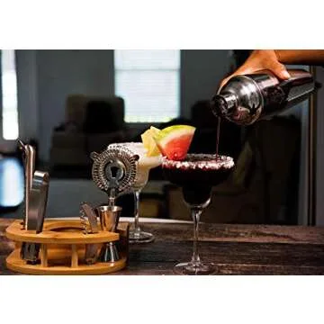 Stock Harbor 8 Piece Mixology Bartender Kit with Stand, Cocktail Shaker Set, Bar Set, Cocktail Kit, Stainless Steel