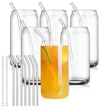Trendy 20oz Glass Drinking Set with Reusable Straws