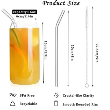 Trendy 20oz Glass Drinking Set with Reusable Straws