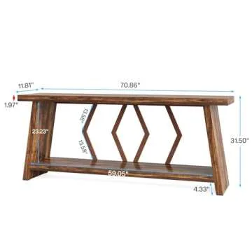 Tribesigns 70.86-Inch Farmhouse Console Table, Industrial Narrow Long Sofa Entryway Table with Stora...