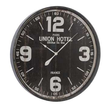 Deco 79 Metal Decorative Wall Clock Wall Clock for Home with White Accents, Wall Clock for Room 35" x 3" x 35", Black