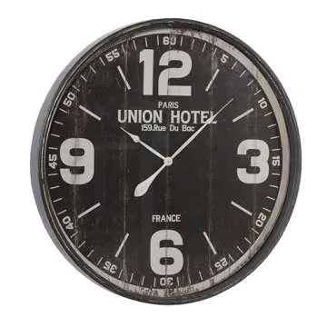 Deco 79 Metal Decorative Wall Clock Wall Clock for Home with White Accents, Wall Clock for Room 35" x 3" x 35", Black