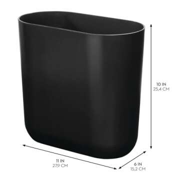 iDesign Slim Oval Plastic Waste Basket for Compact Spaces