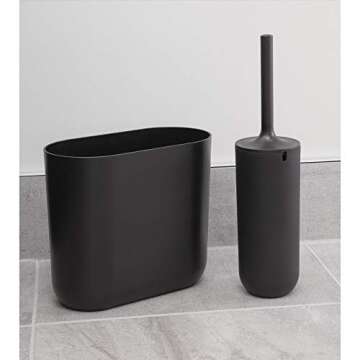 iDesign Slim Oval Waste Basket in Matte Black for Small Spaces