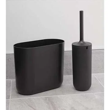 iDesign Slim Oval Waste Basket in Matte Black for Small Spaces